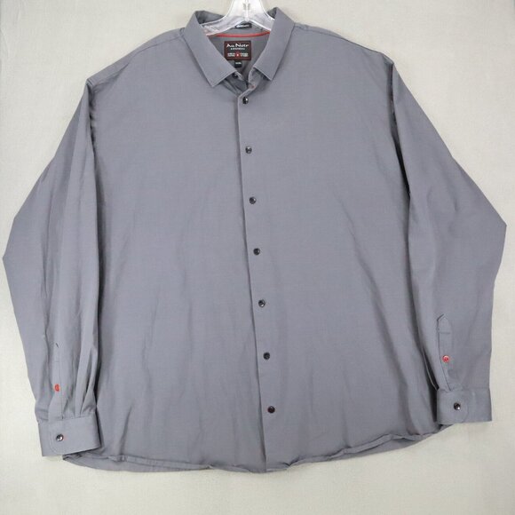 Au Noir Mens Button Down 360 Stretch Shirt Sz 10 6XL Gray Long Sleeve - Picture 1 of 6